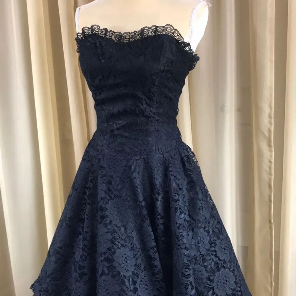 Vintage Lace Black Women Dress Size S Made In USA